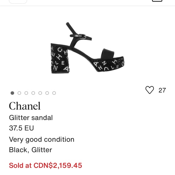 CHANEL Black Platform Sandals with Embellished Heel - Picture 10 of 10